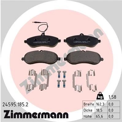 Billede af ZIMMERMANN 24595.185.2 Bremseklodser Inkl. slidadvarselskontakt med skruer Billede svarer til leveringsomfang, glideplade CITROËN: Jumpy II MPV