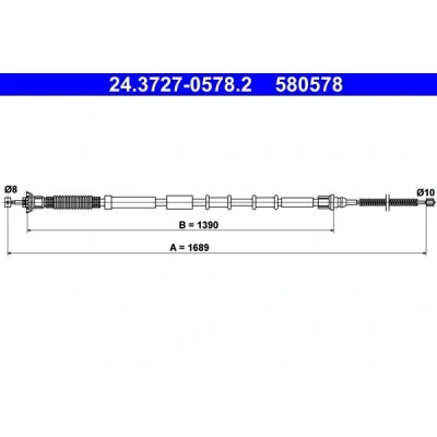 Billede af ATE 24.3727 0578.2 Håndbremsekabel 1689 FIAT: Grande Punto Hatchback, III Hatchback