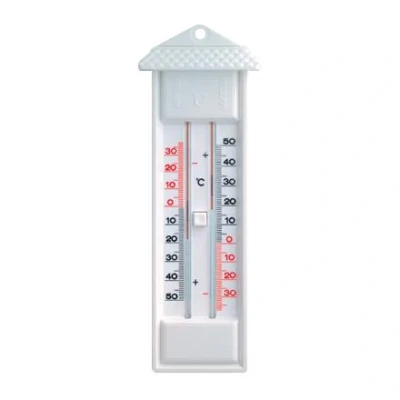 Billede af Mini maxi termometer, analogt, Handelsmerk Schippers, Hvid Egnet til Husdyrbrug