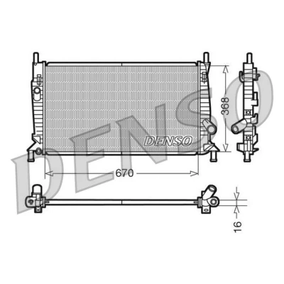 Billede af DENSO DRM10075 Radiator Aluminium 670 368 16 MAZDA: 5, 3 Hatchback, Sedan, VOLVO: V50, FORD: Focus 2