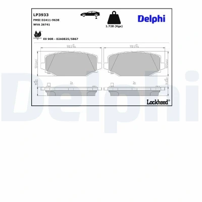 Billede af DELPHI LP3933 Bremseklodser med akustisk advarsel for slid anti knirke plade uden tilbehør