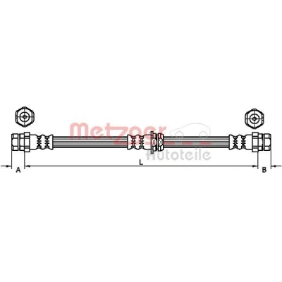 Billede af METZGER 4110435 Bremseslange 505 SEAT: Leon II Hatchback, AUDI: A3 Sportback, VOLKSWAGEN: GOLF 6