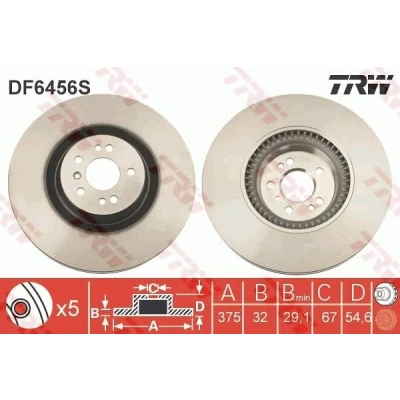 Billede af TRW DF6456S Bremseskiver 375 32 5 112 ventileret lakeret MERCEDES BENZ: ML klasse, R klasse