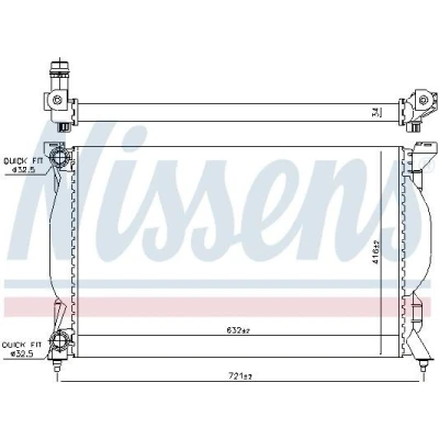 Billede af NISSENS 60304A Radiator Aluminium 632 416 34 Mekanisk fuget køleripper, Loddet køleripper AUDI: A4 B6 Sedan, B7 A6 C5 Avant