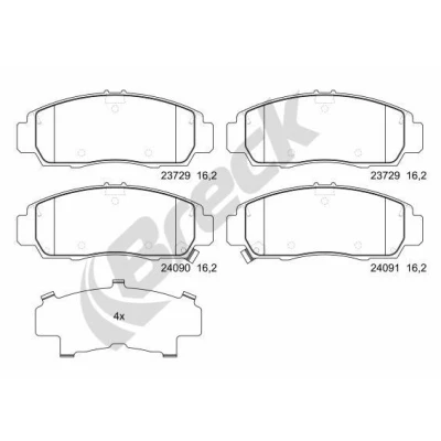Billede af BRECK 23729 00 701 Bremseklodser Inkl. slidadvarselskontakt HONDA: CIVIC 7 Hatchback, FR V, Stream I