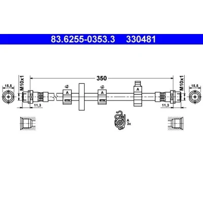 Billede af ATE 83.6255 0353.3 Bremseslange 350 VOLKSWAGEN: Transporter 4 Bus,
