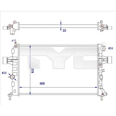 Billede af TYC 725 0038 R Radiator 600 378 23 Mekanisk fuget køleripper OPEL: Astra G Caravan, CC, Sedan