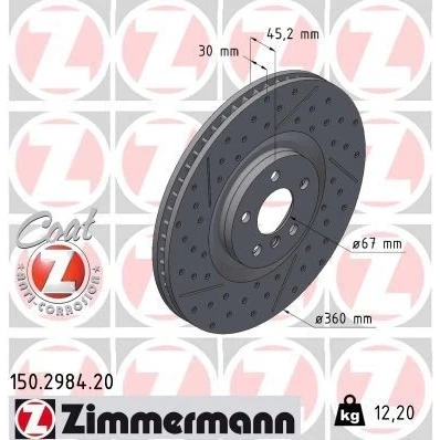 Billede af ZIMMERMANN 150.2984.20 Bremseskiver 360 30 6/5 5 112 indvendigt ventileret, Sænket, opslidset coatet højkarboniseret BMW: 1 Hatchback, 2 Gran Coupe