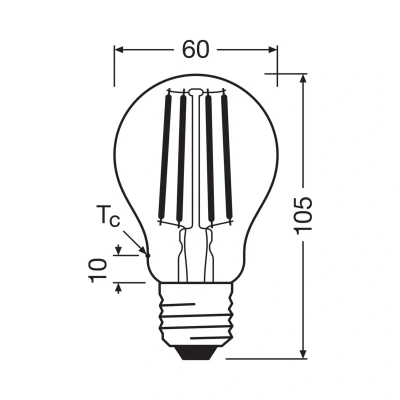 Billede af OSRAM LED glødepære E27 7,2W filament 2,700K 1521lm 2 pack