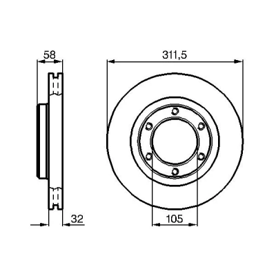 Billede af BOSCH 0 986 478 580 Bremseskiver 311,5 32 6 139,7 ventileret, indvendigt ventileret olieret TOYOTA: Land Cruiser 80