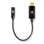 Billede af USB adapter 3.1 Type C Han 3.5 mm Hunstik 0.15 m Runde Nikkelplateret PVC Sort Window Box