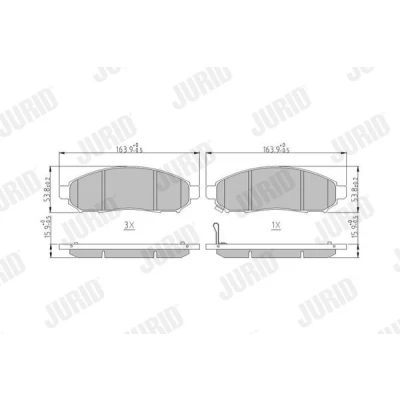 Billede af JURID 573431J Bremseklodser med akustisk advarsel for slid uden tilbehør NISSAN: Leaf I, NP300 Navara Pick up, NV200 / Evalia Bus