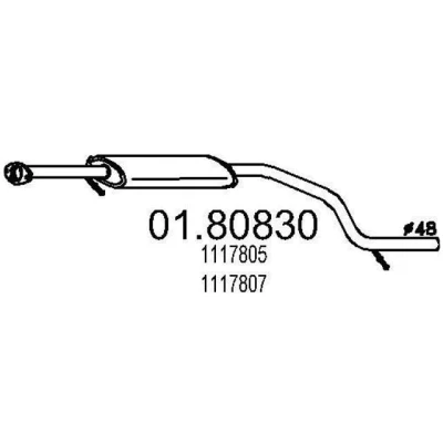 Billede af MTS 01.80830 Midterste Lyddæmper 1450 FORD: MONDEO 3 Kombi, Stufenheck