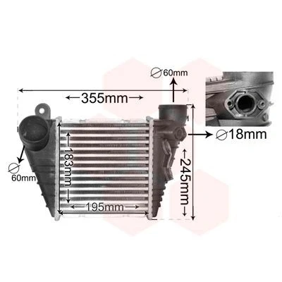 Billede af VAN WEZEL 03004185 Intercooler uden sensor, med afdækningspropper, boring til sensor VOLKSWAGEN: Golf 4, SEAT: Leon I Hatchback