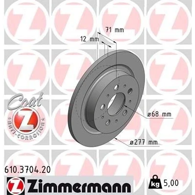 Billede af ZIMMERMANN COAT Z 610.3704.20 Bremseskiver 277 12 10/5 5 108 fuldstændigt coatet