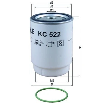 Billede af MAHLE ORIGINAL KC 522D Brændstoffilter Påskruet filter MAN: TGL