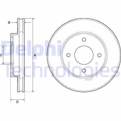 Billede af DELPHI BG4742C Bremseskiver 238 22 4 ventileret coatet ubehandlet uden hjullejer, ABS sensorring NISSAN: Note I, MICRA 3