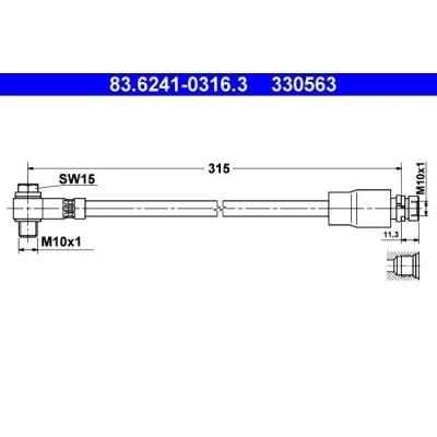 Billede af ATE 83.6241 0316.3 Bremseslange 315 M10x1