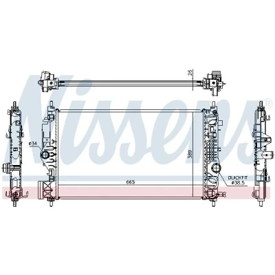 Billede af NISSENS 630764 Radiator Aluminium 655 389 26 Loddet køleripper OPEL: Insignia A Sports Tourer