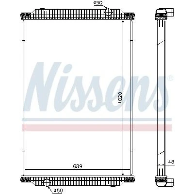 Billede af NISSENS 67196 Radiator Aluminium 1020 689 48 uden ramme Loddet køleripper