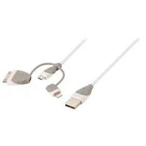 Billede af 3 I 1 Opladerkabel USB A Han Micro B 1.00 m Hvid