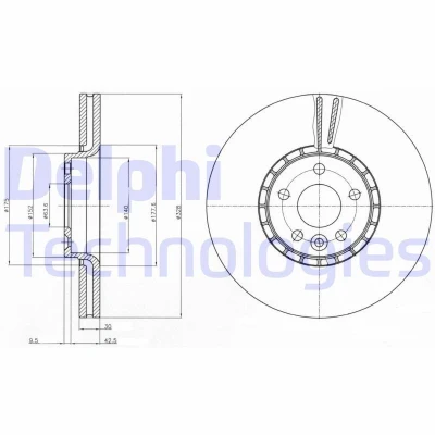 Billede af DELPHI BG9085 Bremseskiver 328 30 5 ventileret olieret ubehandlet uden hjullejer, ABS sensorring VOLVO: XC60 I