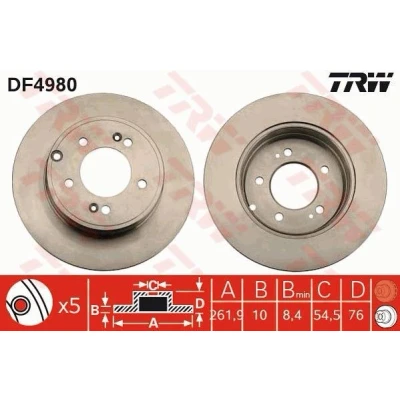Billede af TRW DF4980 Bremseskiver 284 10 5 114,3 fuldstændigt lakeret KIA: Optima / K5, HYUNDAI: Sonata V