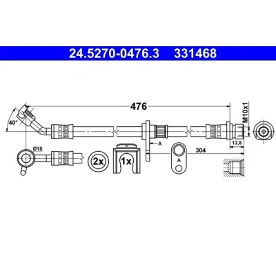 Billede af ATE 24.5270 0476.3 Bremseslange 476 M10x1