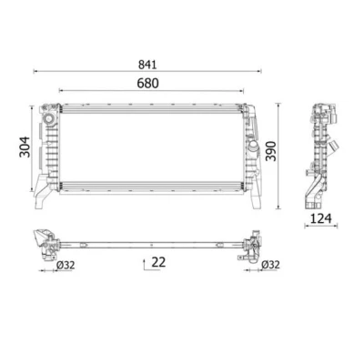 Billede af MAHLE ORIGINAL CR 2748 000P Radiator Aluminium 680mm 304mm 22mm Loddet køleripper
