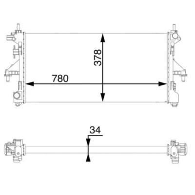 Billede af MAHLE ORIGINAL CR 1069 000S Radiator 780mm 378mm 34mm Mekanisk fuget køleripper FIAT: Ducato III Ladvogn / Chassis, Van, Bus