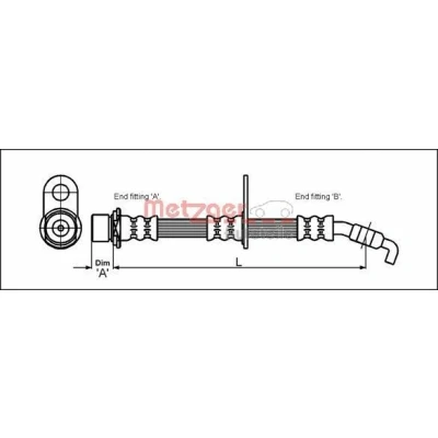 Billede af METZGER 4112189 Bremseslange 525 TOYOTA: Carina E Hatchback