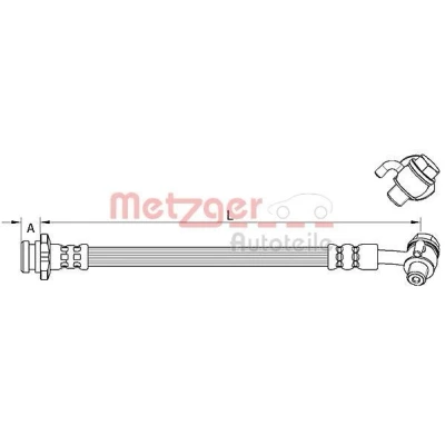 Billede af METZGER 4111585 Bremseslange Bagaksel højre, ved bremsekaliber 200 M10x1