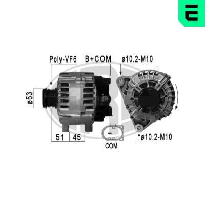 Billede af ERA 210877A Generator 14V 150A FORD: FIESTA 6, C Max 2, S Mk1, VOLVO: V50, V70 3, S40 II, MAZDA: 2 Hatchback