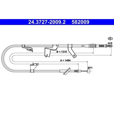 Billede af ATE 24.3727 2009.2 Håndbremsekabel 1494 SUZUKI: SWIFT 3