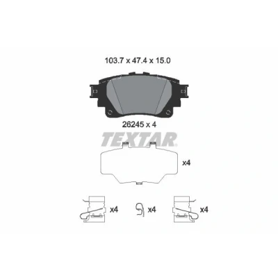 Billede af TEXTAR 2624501 Bremseklodser Forberedt til slidindikator med tilbehør TOYOTA: Corolla XII Hatchback, Yaris Cross