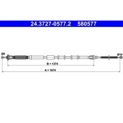 Billede af ATE 24.3727 0577.2 Håndbremsekabel 1674 FIAT: Grande Punto Hatchback, III Hatchback