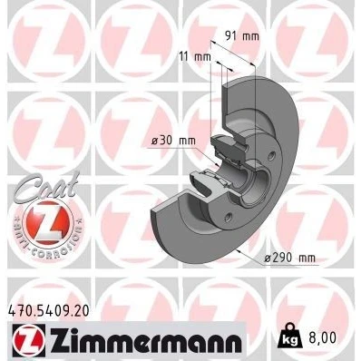 Billede af ZIMMERMANN 470.5409.00 Bremseskiver 290 11 5/5 5 114 fuldstændigt med hjulleje, ABS sensorring RENAULT: GRAND SCENIC 4, Talisman Grandtour