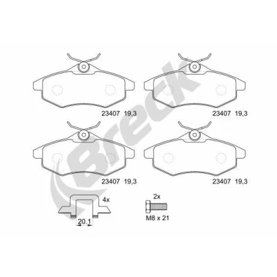 Billede af BRECK 23407 00 702 Bremseklodser Ikke forberedt til slidindikator CITROËN: C3 I Hatchback, C2 Hatchback