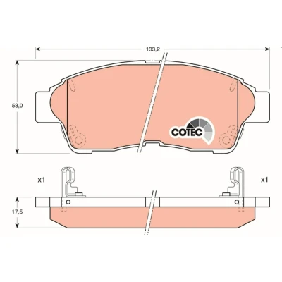 Billede af TRW COTEC GDB1143 Bremseklodser med akustisk advarsel for slid TOYOTA: Corolla VIII Compact, Liftback, VII Compact