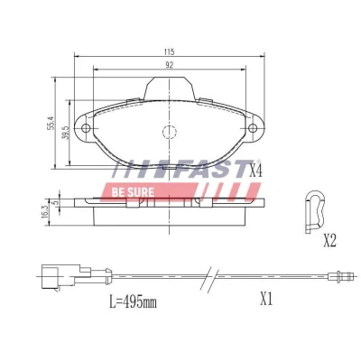 Billede af FAST FT29051 Bremseklodser foraksel med indbygget slidsensor FIAT: Panda II Hatchback, Punto I LANCIA: Y