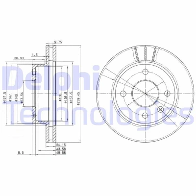 Billede af DELPHI BG2367 Bremseskiver 240 24 4 ventileret olieret ubehandlet uden hjullejer, ABS sensorring FORD: Sierra Mk2 Sedan, Stationcar