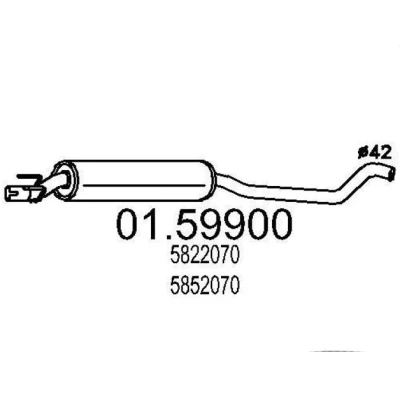 Billede af MTS 01.59900 Midterste Lyddæmper 1720 OPEL: Corsa B Hatchback