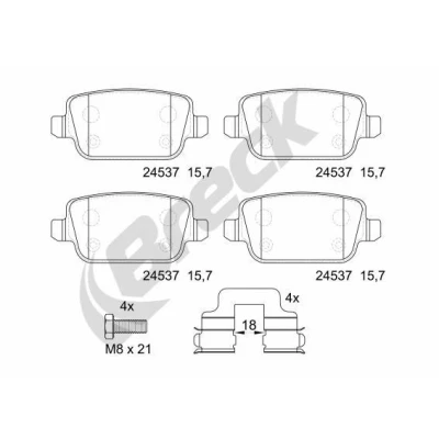 Billede af BRECK 24537 00 702 Bremseklodser FORD: MONDEO 4 Turnier, S Max Mk1, Galaxy Mk2 MPV