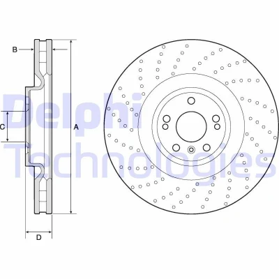 Billede af DELPHI BG9185C Bremseskiver 375 36 5 ventileret, hullet coatet højkarboniseret uden hjullejer, ABS sensorring MERCEDES BENZ: GLE SUV, ML klasse