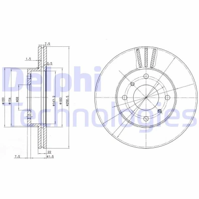 Billede af DELPHI BG2567 Bremseskiver 257 22 4 ventileret olieret ubehandlet uden hjullejer, ABS sensorring NISSAN: Almera II Hatchback, 2 Limousine
