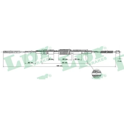 Billede af LPR C0937B Håndbremsekabel 1582/935 Tromlebremse VOLKSWAGEN: GOLF 3