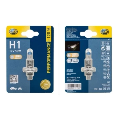 Billede af HELLA 8GH 223 498 018 Pære, forlys H1 12 55 FIAT: Ducato III Van, OPEL: Corsa C Hatchback, CITROËN: C3 II