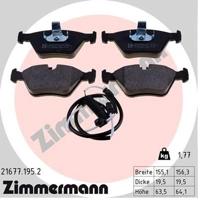 Billede af ZIMMERMANN 21677.195.2 Bremseklodser Inkl. slidadvarselskontakt Billede svarer til leveringsomfang BMW: 5 Sedan, Touring