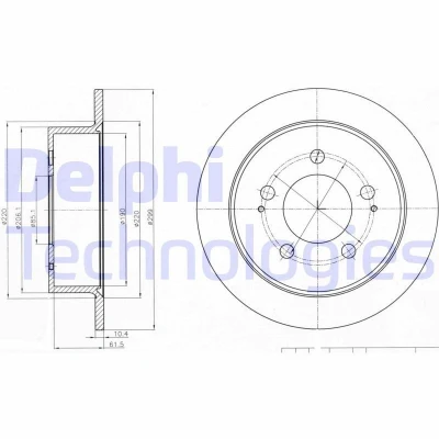 Billede af DELPHI BG4220 Bremseskiver 299 10 5 fuldstændigt olieret ubehandlet uden hjullejer, ABS sensorring SSANGYONG: Rexton / 2, Kyron, W
