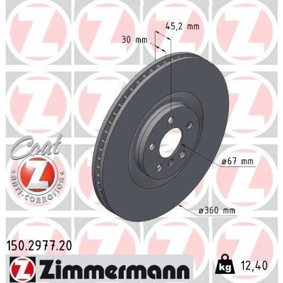 Billede af ZIMMERMANN 150.2977.20 Bremseskiver 360 30 6/5 5 112 indvendigt ventileret coatet højkarboniseret MINI: Hatchback, Clubman, BMW: 1 Hatchback